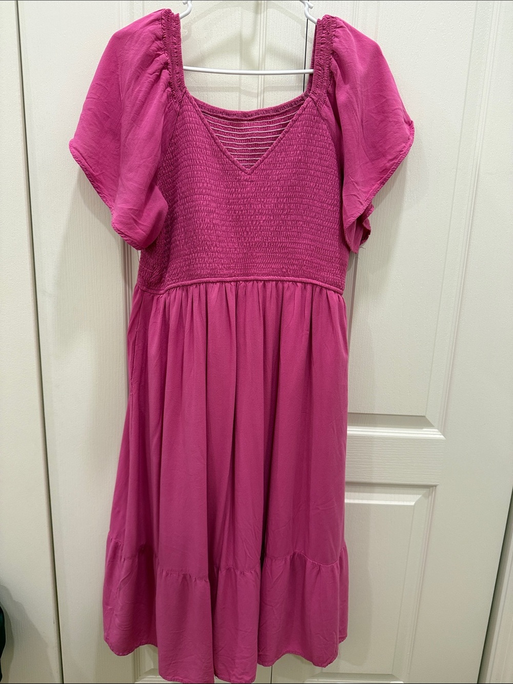 Fuchsia Smocked Bodice Dress